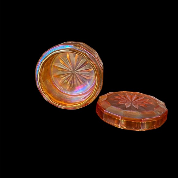 Rare Antique Josef Inwald Carnival Glass Marigold Jacobean Ranger Powder Jar - Picture 6 of 6